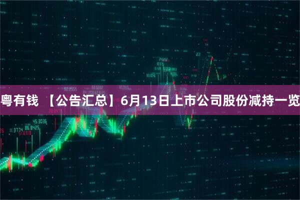 粤有钱 【公告汇总】6月13日上市公司股份减持一览